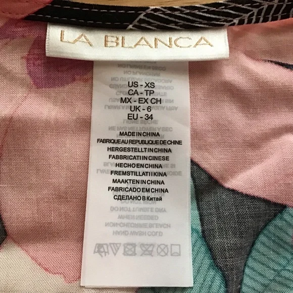 La Blanca Floral Lace Up Front In Full Bloom V-Neck Tunic Swim Cover Up XS - Picture 5 of 7